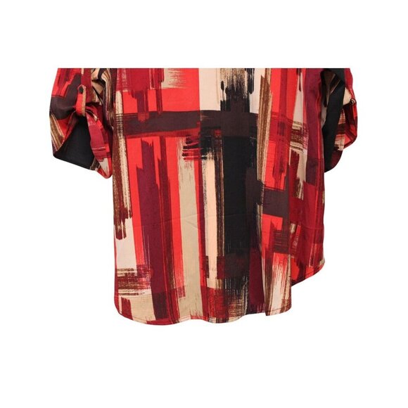 NWT Catherines Blouse Size 3X 26W 28W Abstract Button Front Stretch Career Boho - Picture 12 of 15